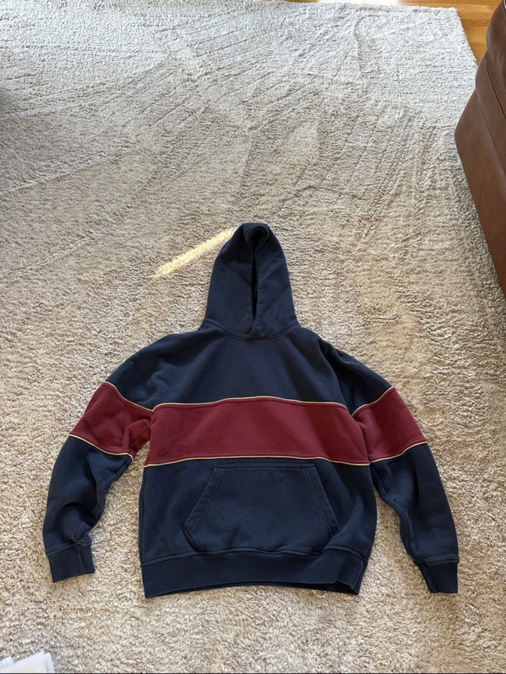 Abercrombie & Fitch Dark Navy with burgundy stripe Pullover Hoodie